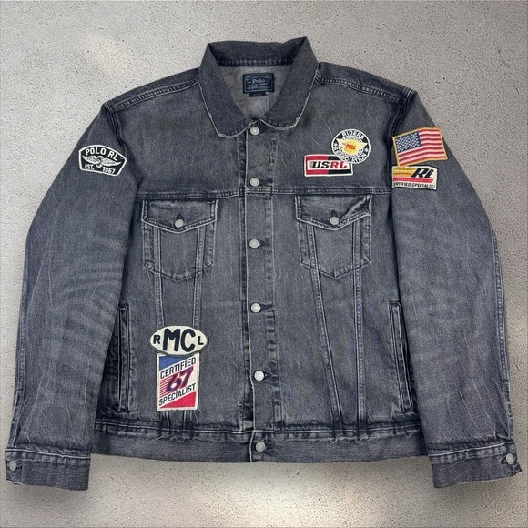 Polo Ralph Lauren 1967 USRL Riders Patchwork Denim Trucker Jacket Men's 3XB - Picture 1 of 8